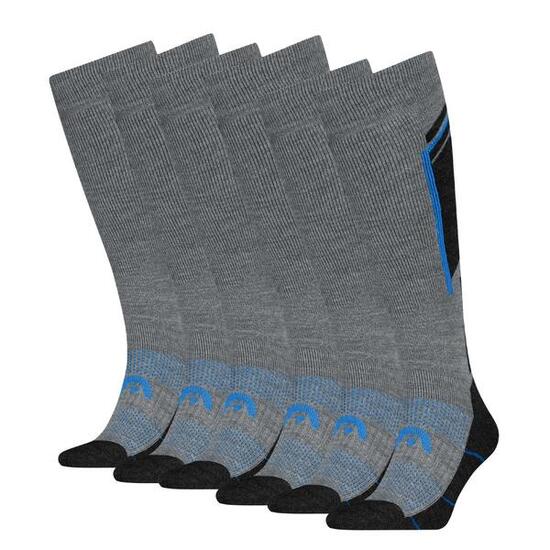 chaussettes de ski - Lot de 6 paires - gris/bleu