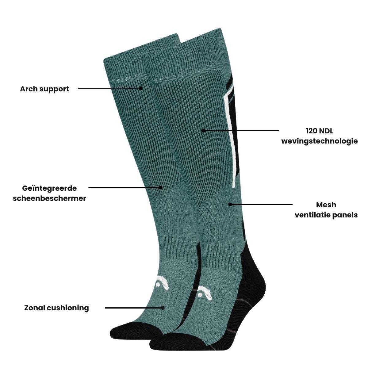 chaussettes de ski - Lot de 2 paires  - noires/vertes 3/3