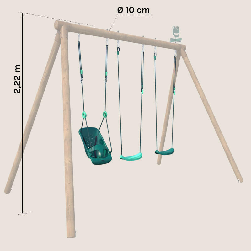 Set balançoires et siège bébé pour portique en bois LILLY 2/5