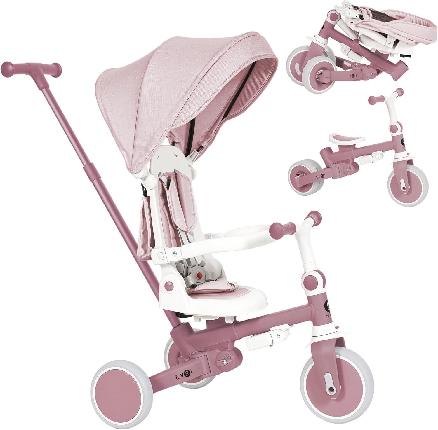 Triciclo Evolutivo 5 En 1 Para Bebés - Convertible En Bicicleta Sin Pedales, Ajustable De 1 A 5 Años, Color Azul