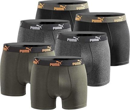 Boxershorts Puma Herren Boxershorts 6er-Pack Orange Schwarz Mix M