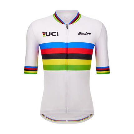 Maillot Manches Courtes Santini Champion du Monde UCI Blanc