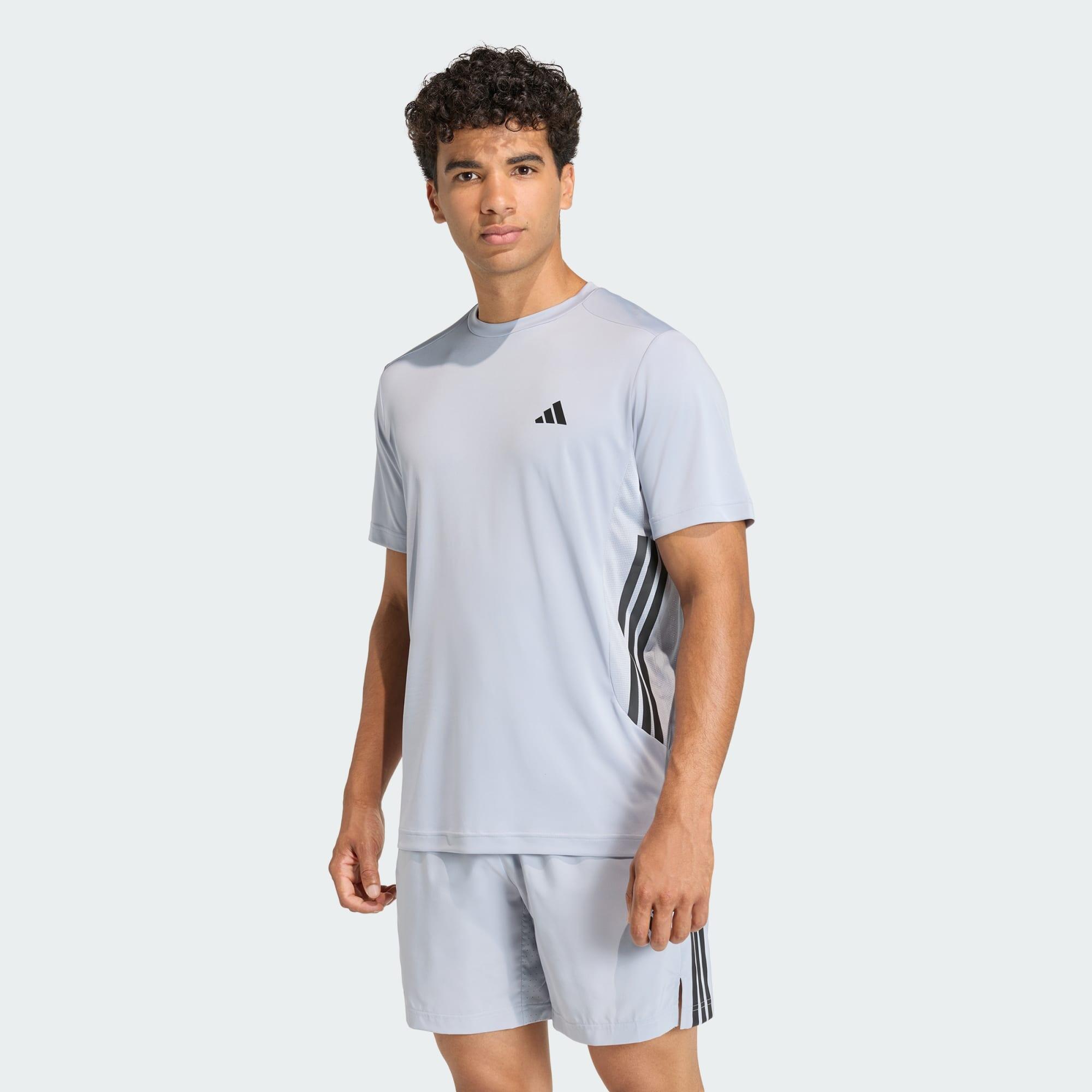Adidas - T-shirt De Training 3 Bandes Tech Essentials - T-shirt Manches Courtes - Gris - Decathlon