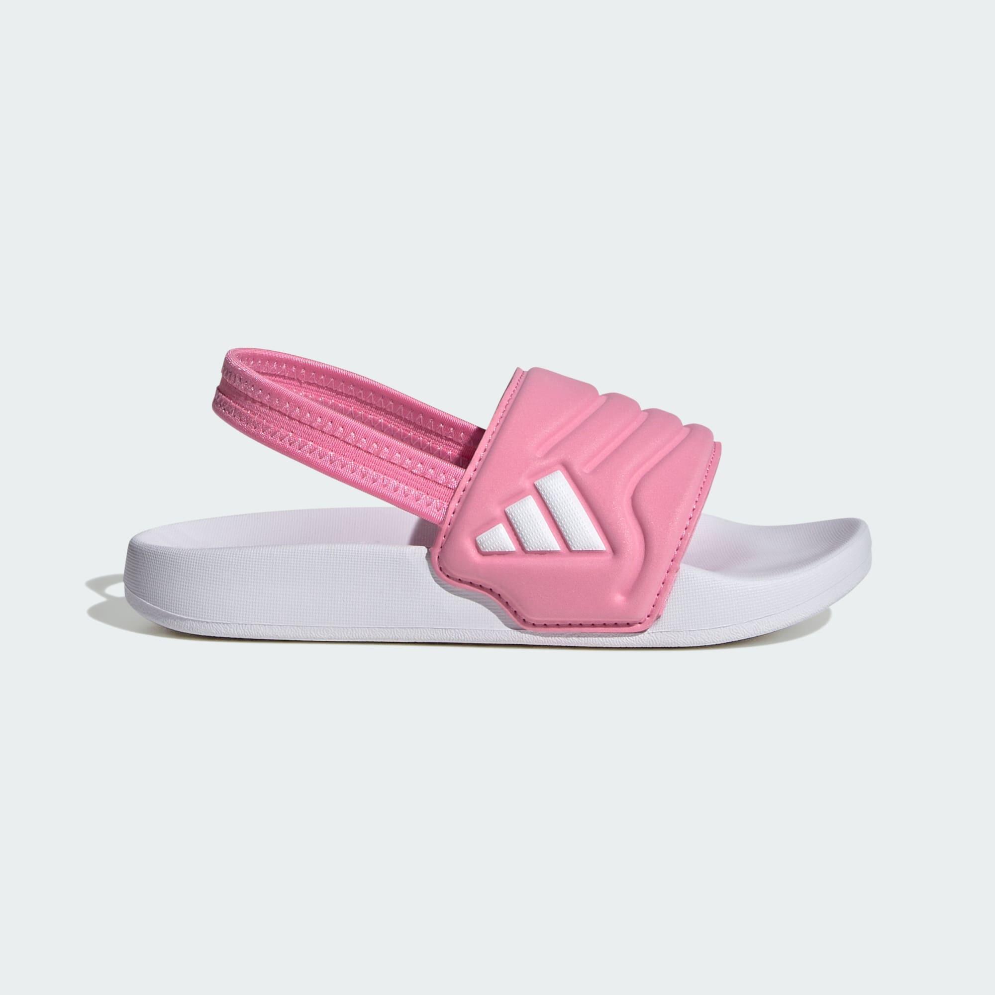 Adidas - Claquette Adilette Estrap 2.0 Enfants - Sandales Piscine - Blanc|rose - Decathlon