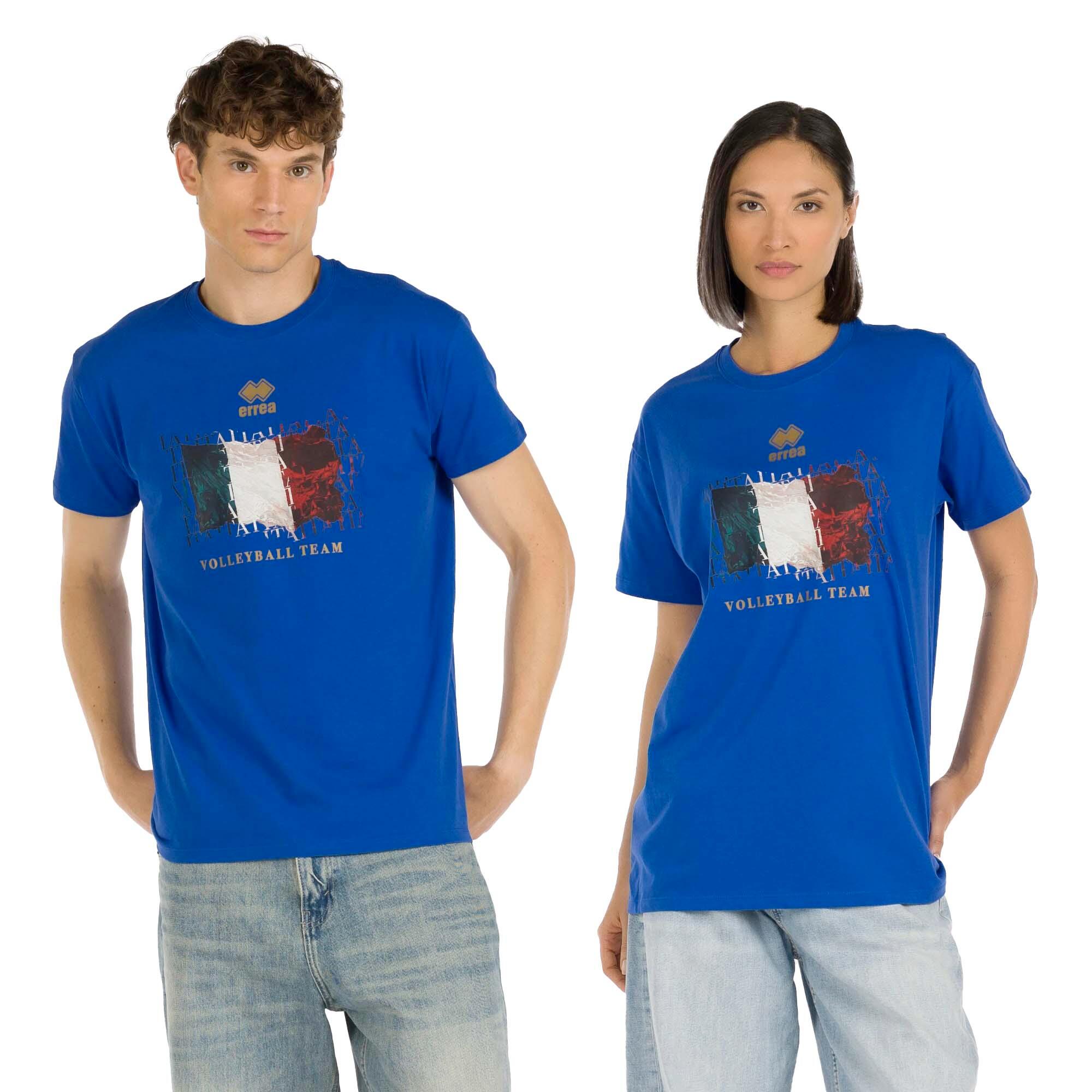 Errea - Errea Naz. Maillot Italia Volley Maillot Ita Er 04 Mc Ad Adulte - T-shirt Manches Courtes - Bleu - Decathlon