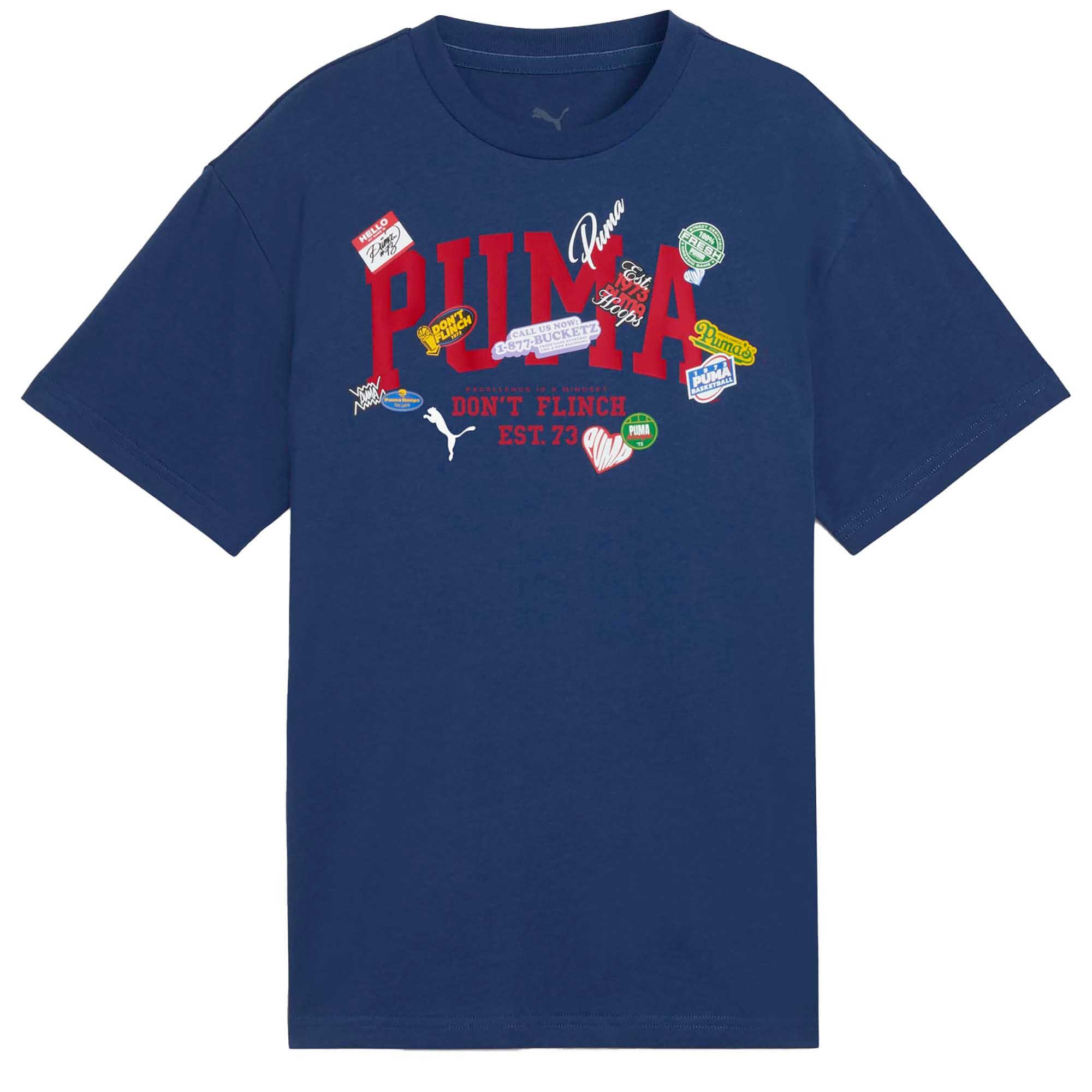 Puma - T-shirt Puma Basketball Hooperhotline Tee B Enfant - T-shirt Manches Courtes - Bleu - Decathlon