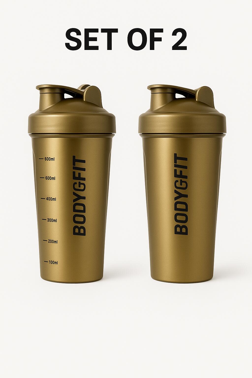 BODYFIT Conjunto de 2 garrafas shaker Premium Sports 730 ml – Edição Gold