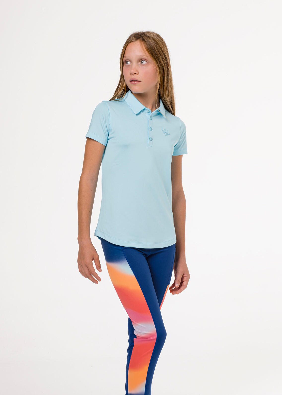 Polo de golf bleu clair pour fille 2/3