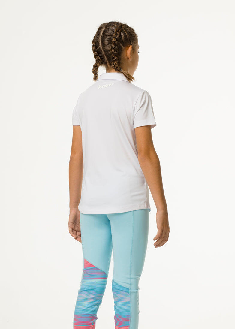 Witte golfpolo voor meisjes 3/4