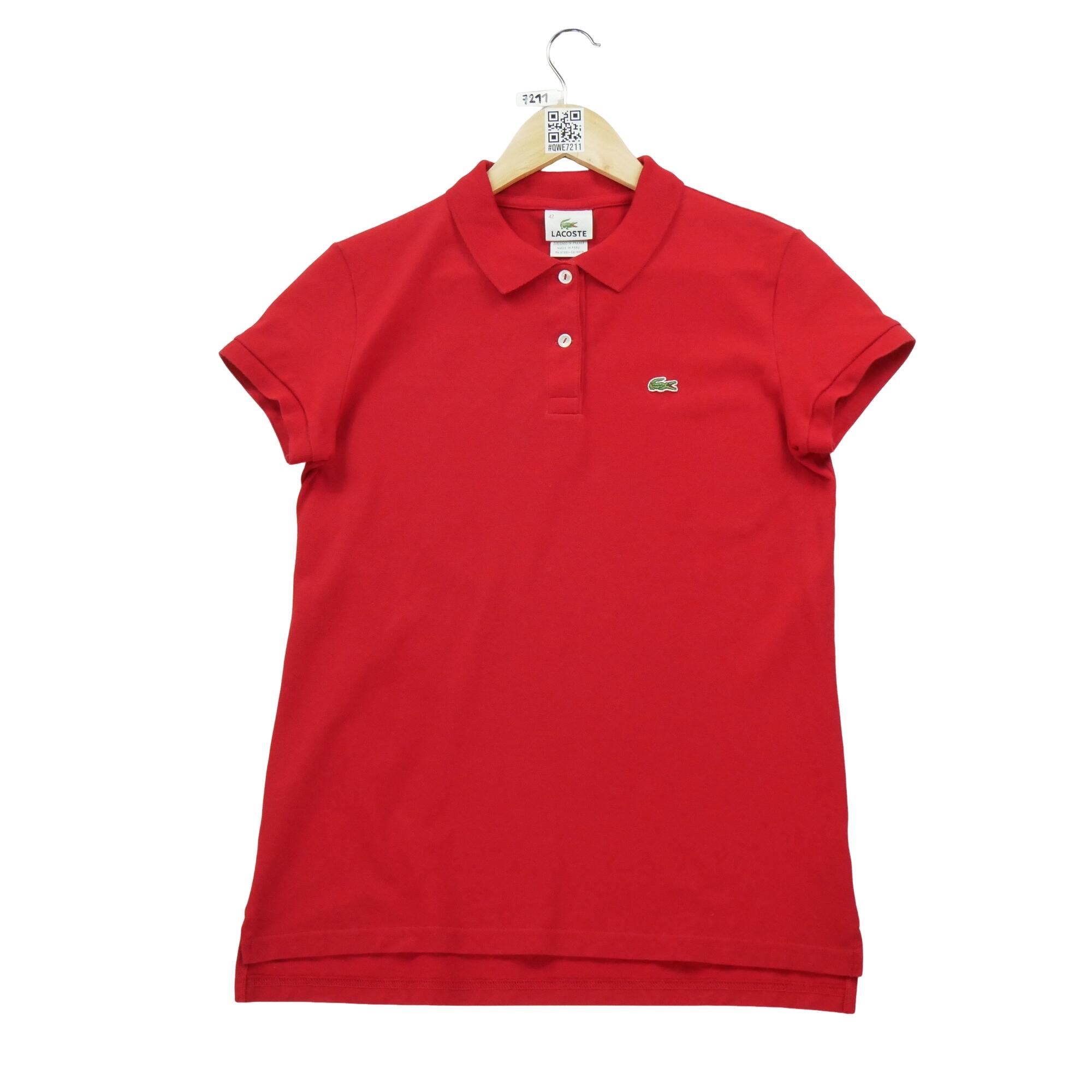 LACOSTE Segunda Vida - Polo feminino de manga curta vermelho - Como novo