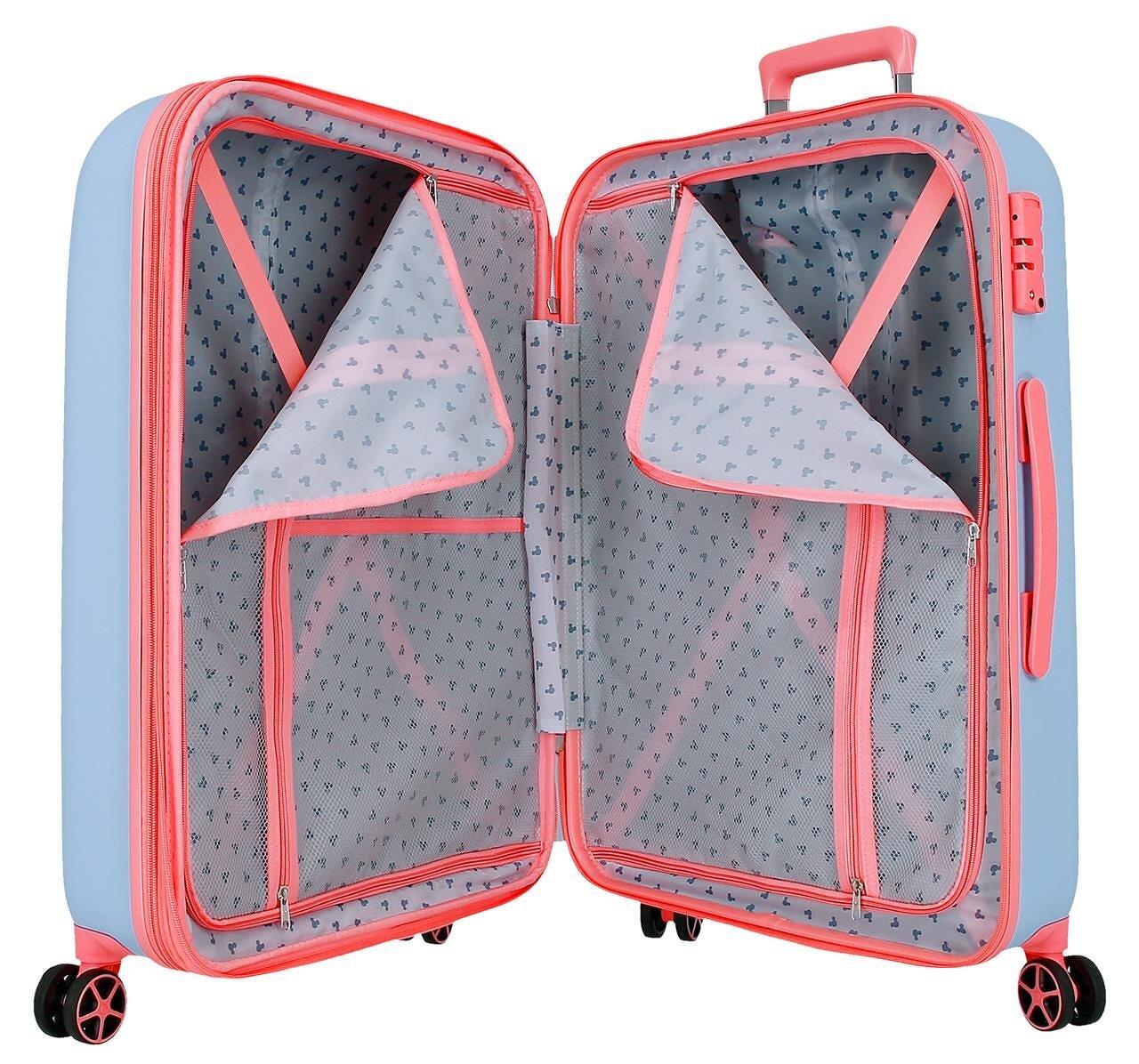 Mala média ABS Disney Mickey Crazy trip com capacidade de 74,36L Azul 3/4