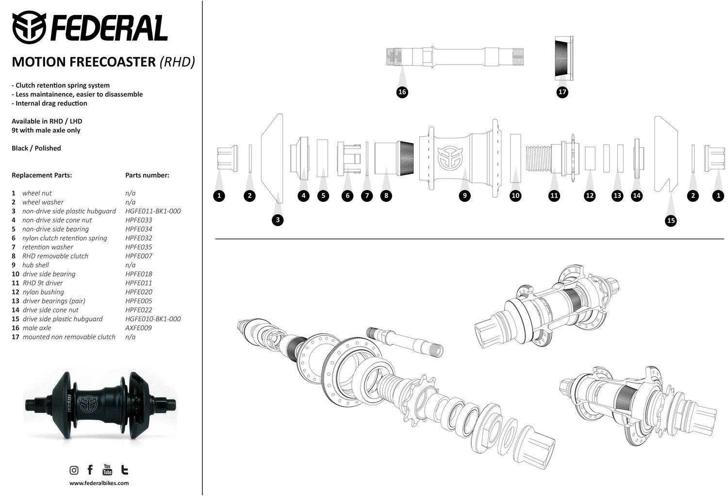 Moyeu Arrière Federal Freecoaster Motion Noir Mat - Transmission - RHD 2/2