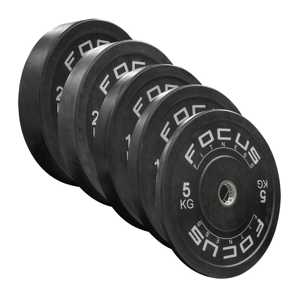 Olympische halterschijf 50 mm Bumper plate - 5 kg - Zwart 7/7