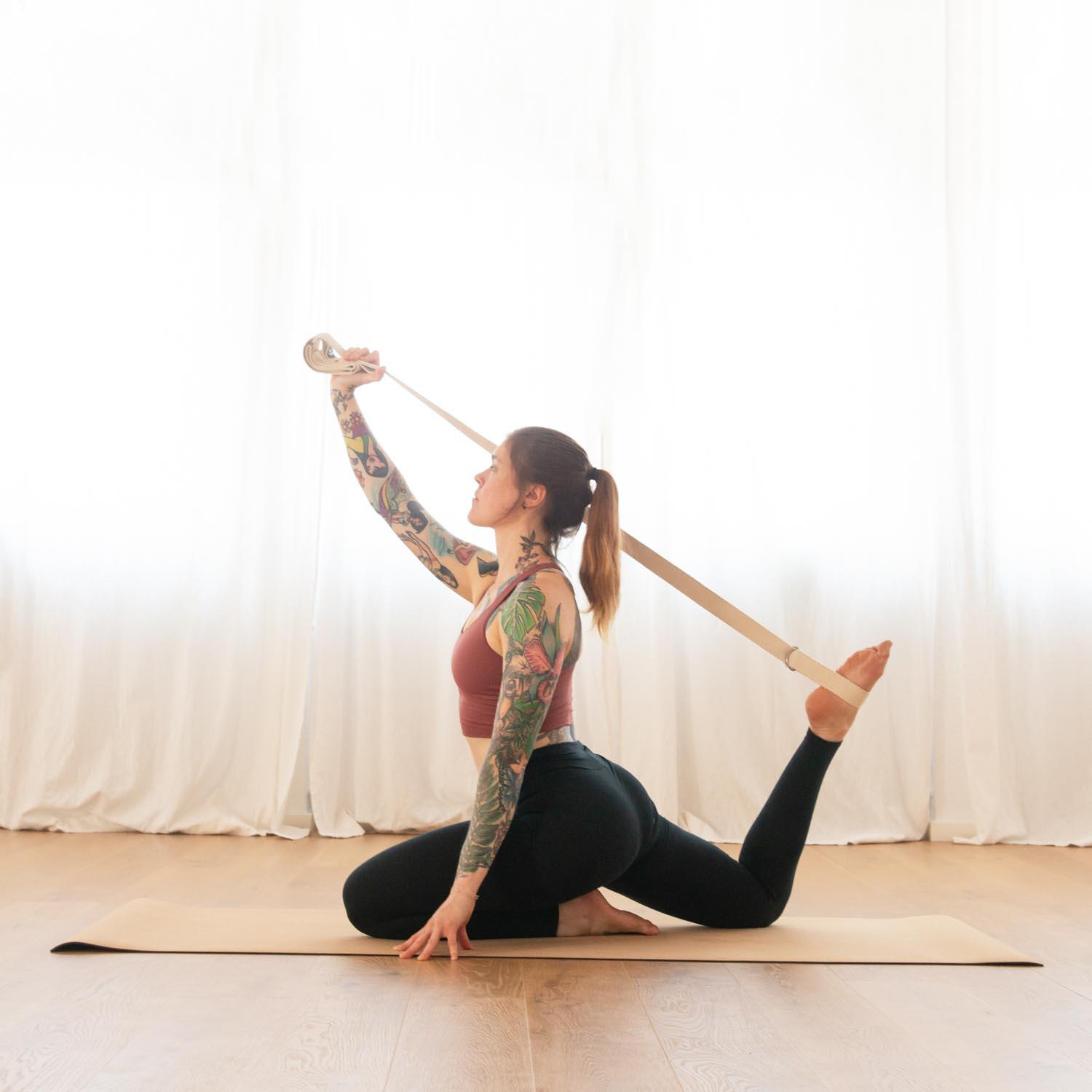 Yogagurt Asana Belt, Metallringe Baumwolle natur 5/6