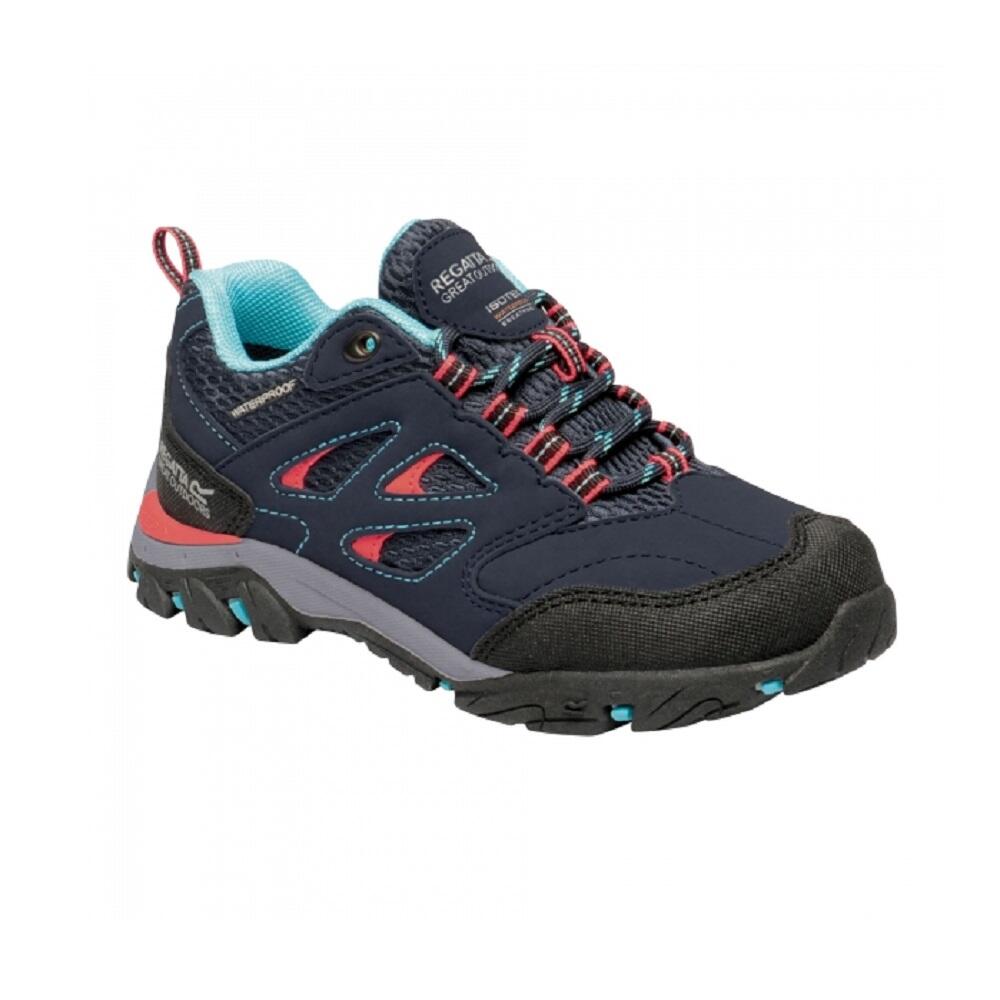 REGATTA Childrens/Kids Holcombe Low Junior Hiking Boots (Navy/Fiery Coral)
