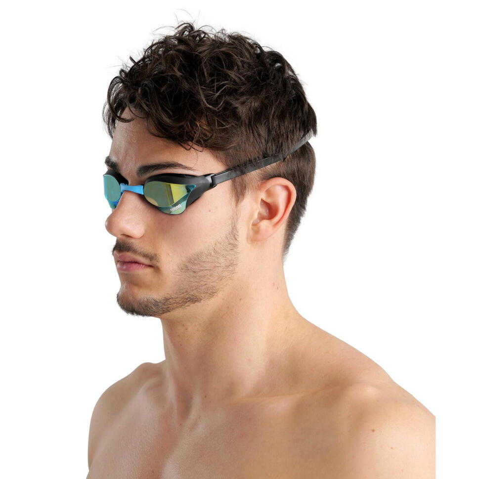 Arena Cobra Core Swipe Mirror okulary startowe Aqua/Black lustrzane niebieskie