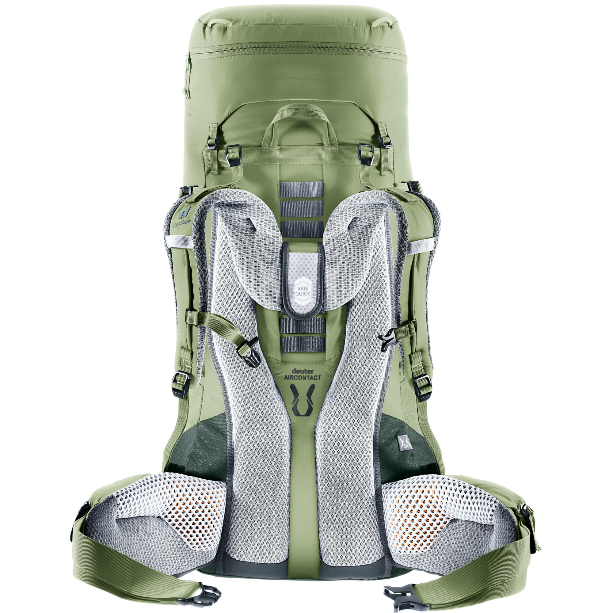 Sac à dos randonnée femme Deuter Aircontact Lite 45+10 SL vert, dos ventilé 8/8