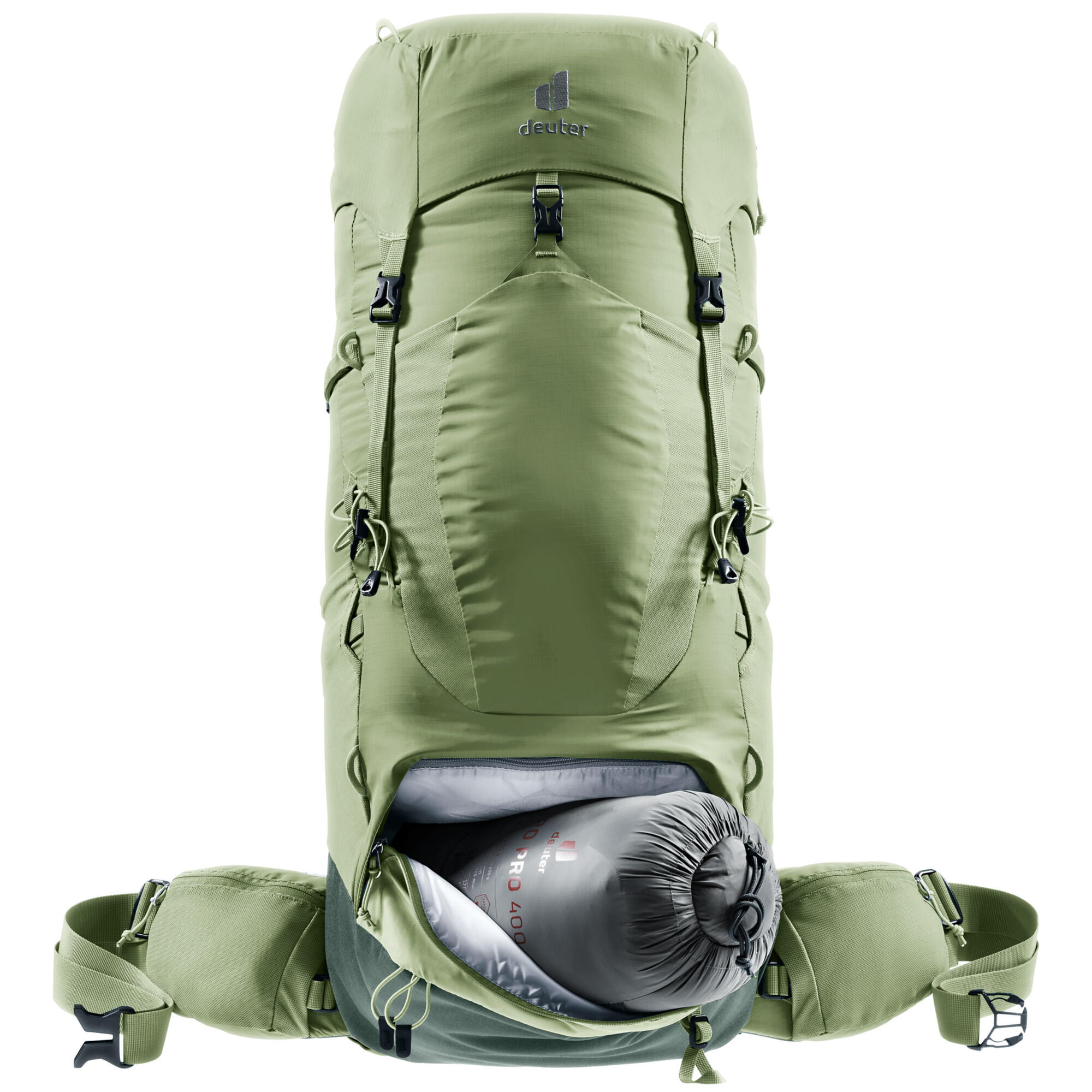 Sac à dos randonnée femme Deuter Aircontact Lite 45+10 SL vert, dos ventilé 7/7