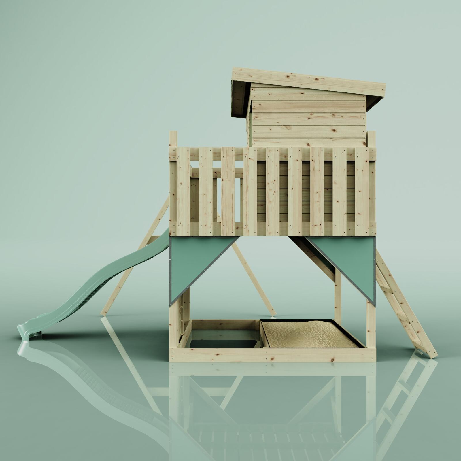 Spielturm Tjorven mit Kinderschaukel in Mintgrün - 415 × 306 × 260 cm 3/6