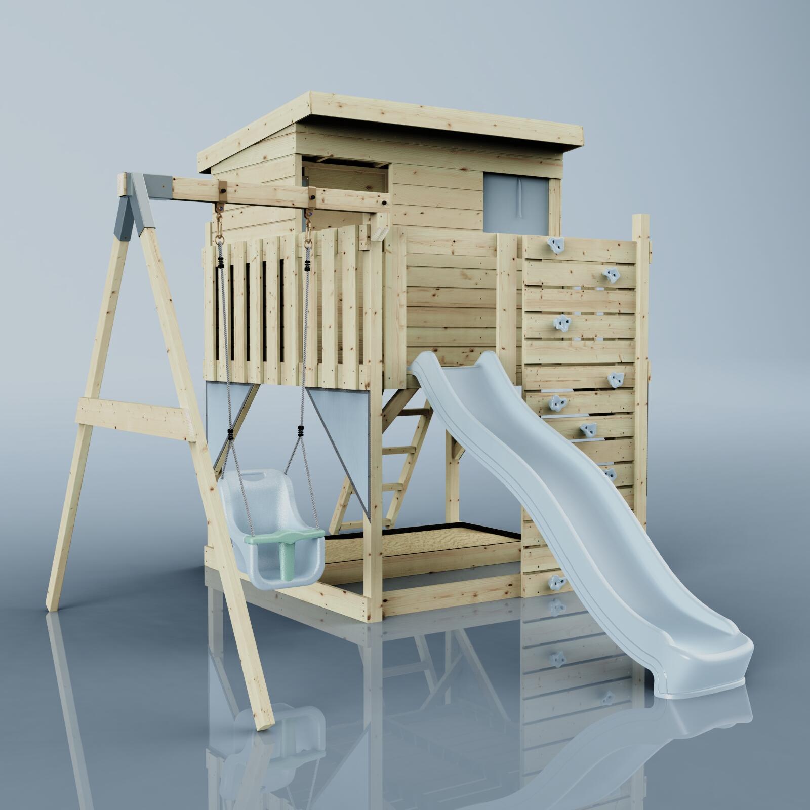 Spielturm Tjorven mit Babyschaukel in Eisblau - 415 × 306 × 260 cm 6/6