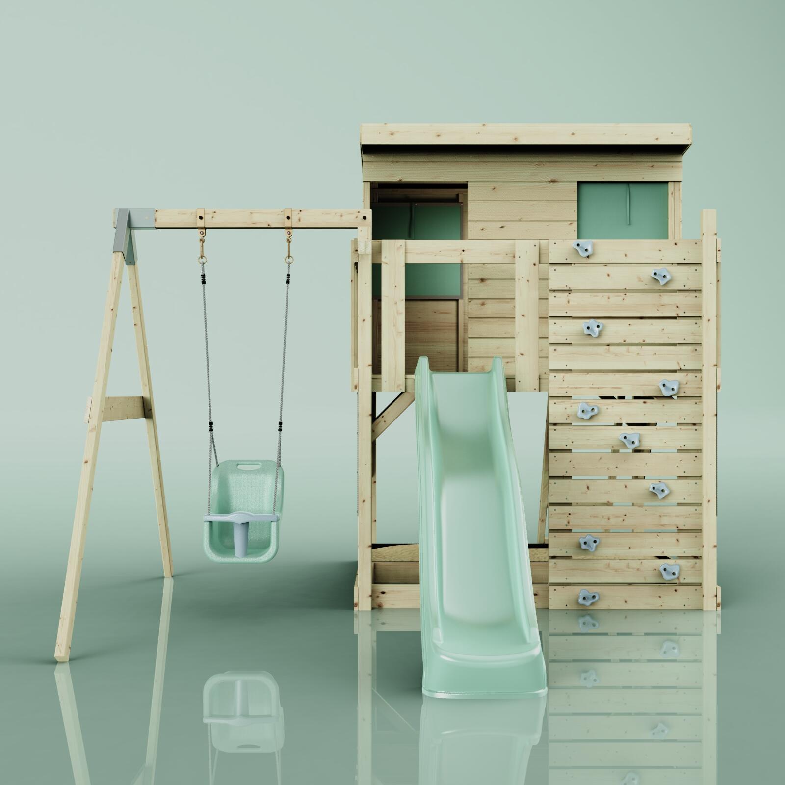 Spielturm Tjorven mit Babyschaukel in Mintgrün - 415 × 306 × 260 cm 2/6