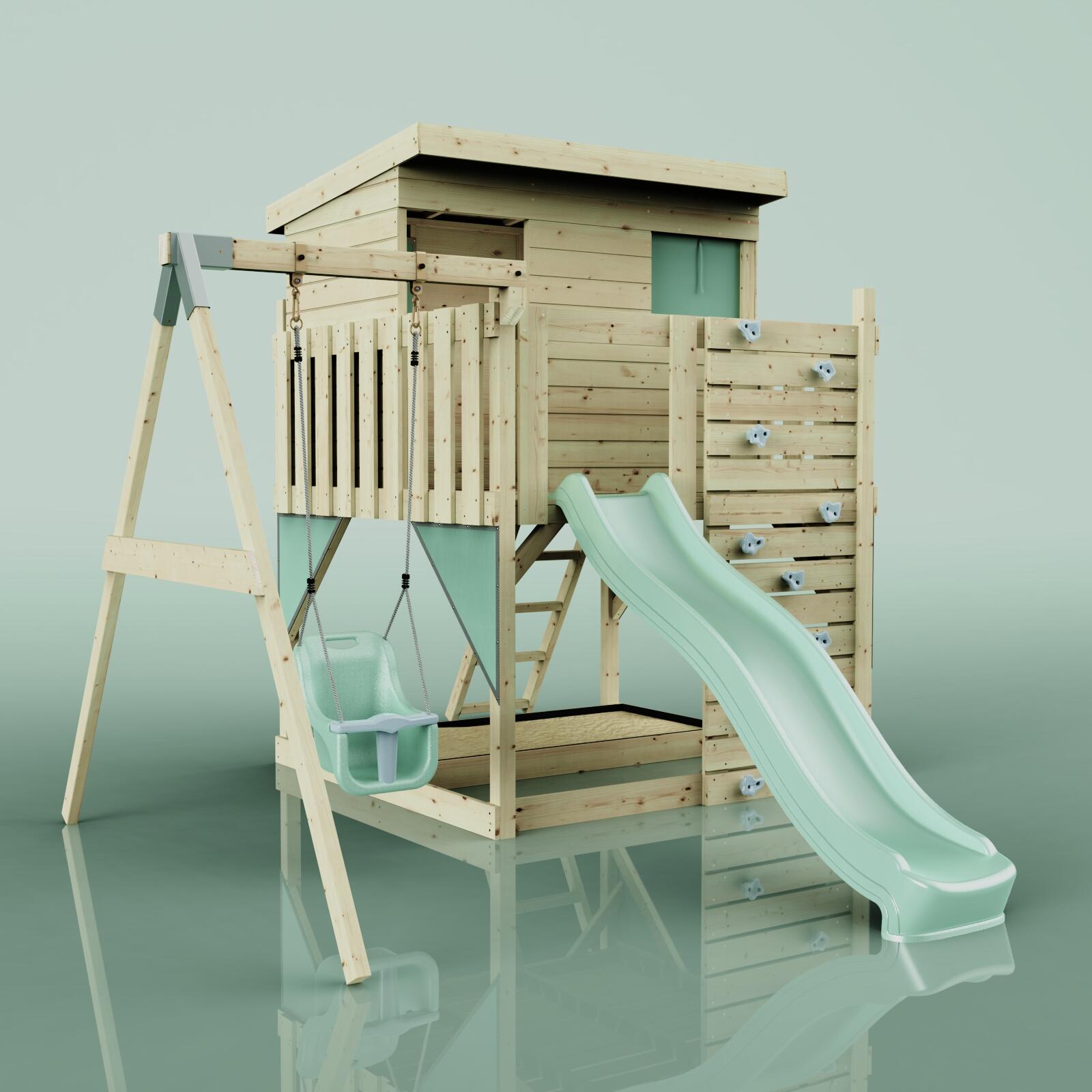 Spielturm Tjorven mit Babyschaukel in Mintgrün - 415 × 306 × 260 cm 6/6