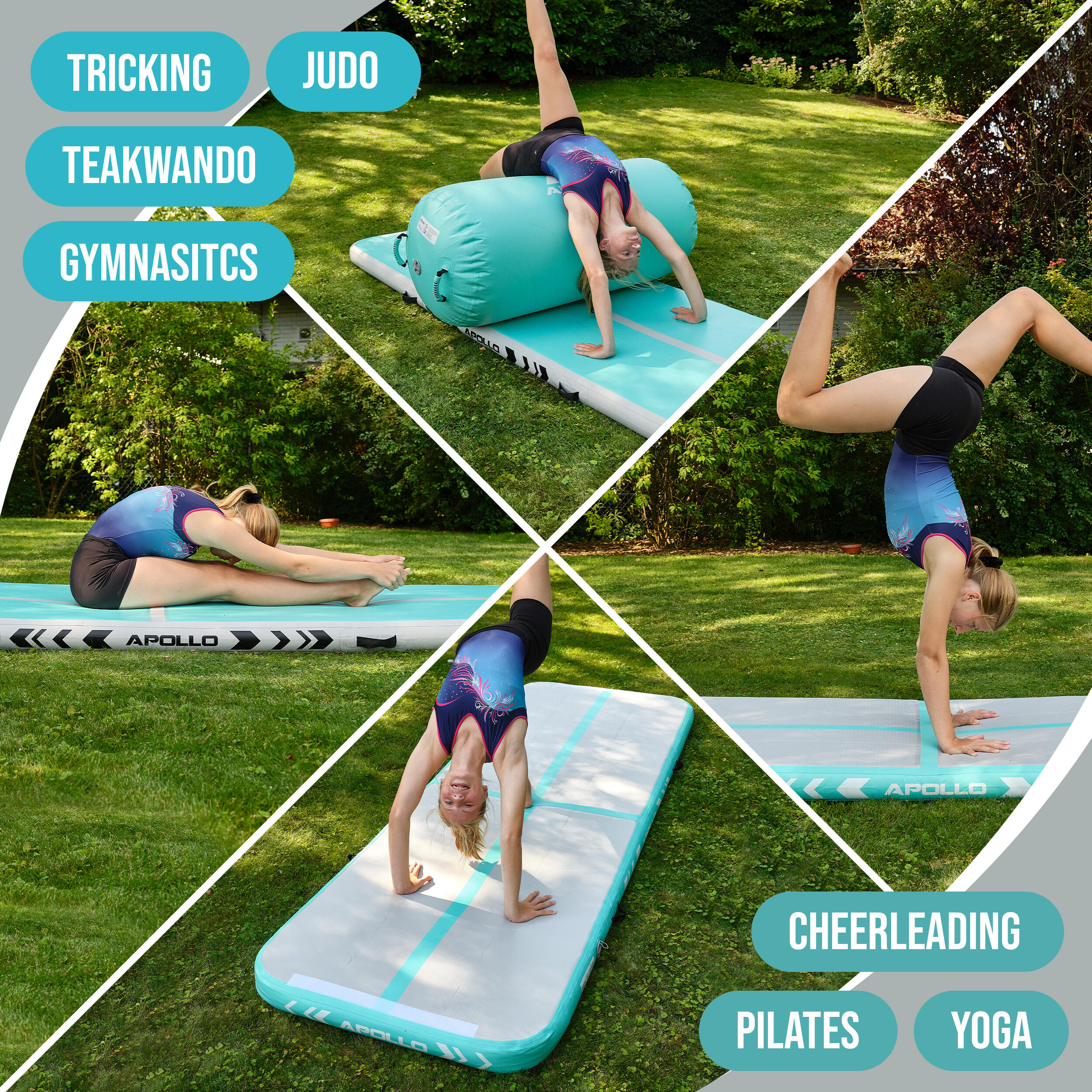 Luftmatte Air Mat Pro – Airtrack Matte für Turnen, Yoga & Training, 3–4 m 3/7