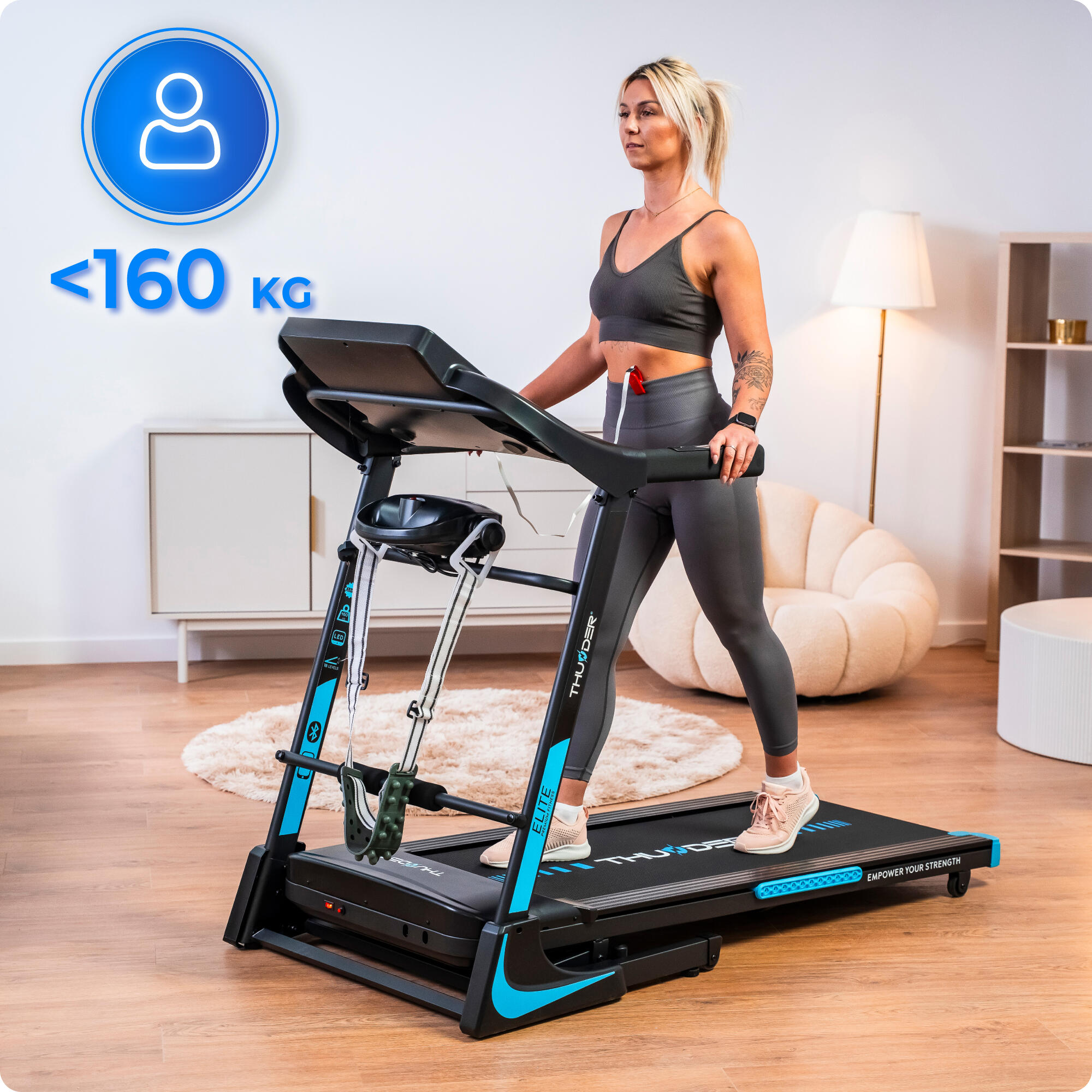 Bieżnia elektryczna do biegania składana Thunder ELITE-DS-BLACK 7/8