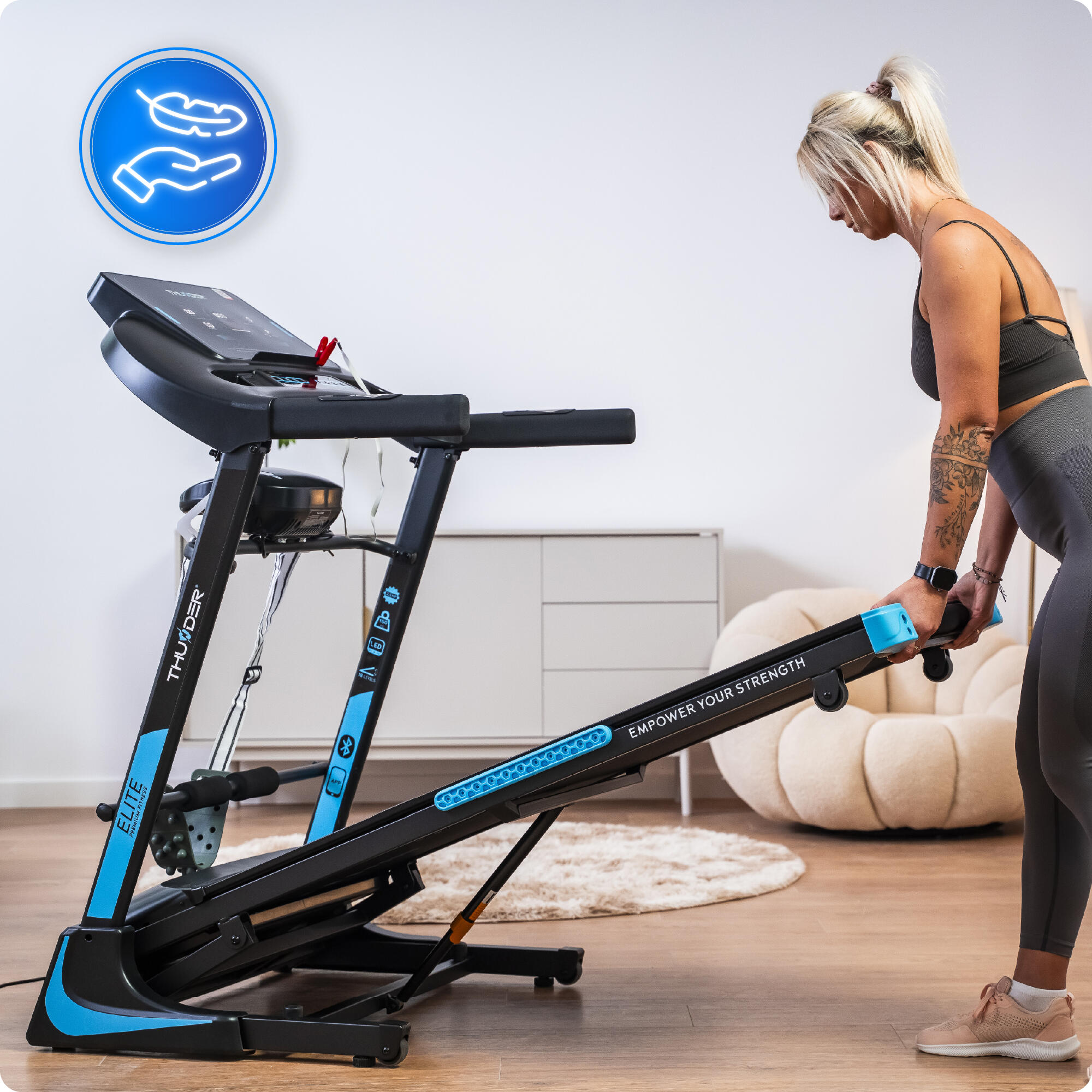 Bieżnia elektryczna do biegania składana Thunder ELITE-DS-BLACK 6/8