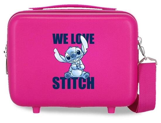 Trousse de toilette ABS Disney Stitch We love avec une capacité de 9L Fucsia