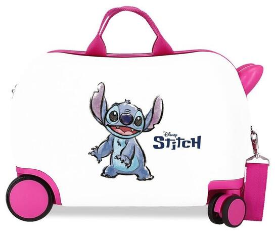 Valise enfant Disney Stitch adorable ABS avec une capacité de 28L Blanc