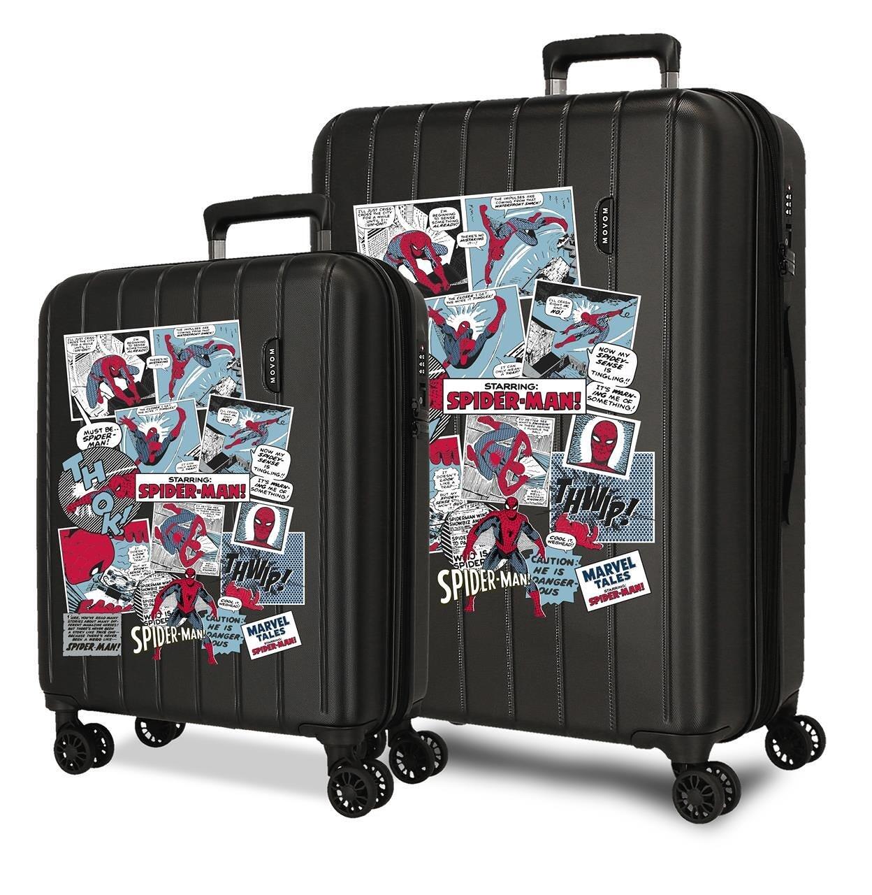 Ensemble de valises Marvel Spiderman Comic ABS avec une capacité de 84,24L Noir 1/4