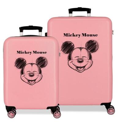 Set di valigie Disney Mickey sketch ABS con capacità di 90L Nude