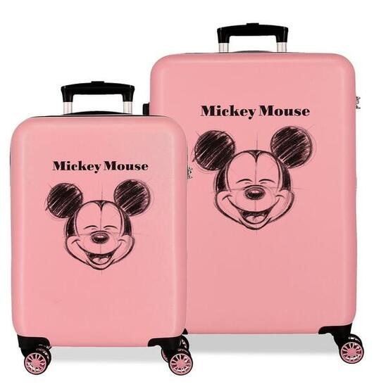 Set di valigie Disney Mickey sketch ABS con capacità di 90L Nude
