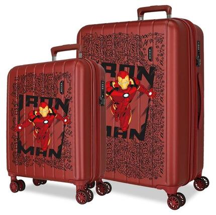Ensemble de valises Marvel Iron Man ABS avec une capacité de 84,24L Rouge