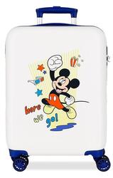 Valise cabine Disney Mickey Here we go ABS avec une capacité de 34L Blanc