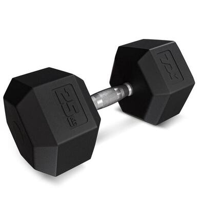 Gummierte Stahlhantel für Krafttraining Trex Sport 1×25kg mit geriffeltem Griff