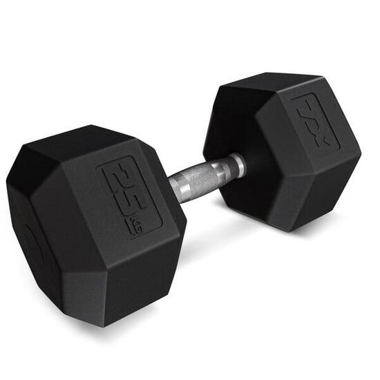 Gummierte Stahlhantel für Krafttraining Trex Sport 1×25kg mit geriffeltem Griff