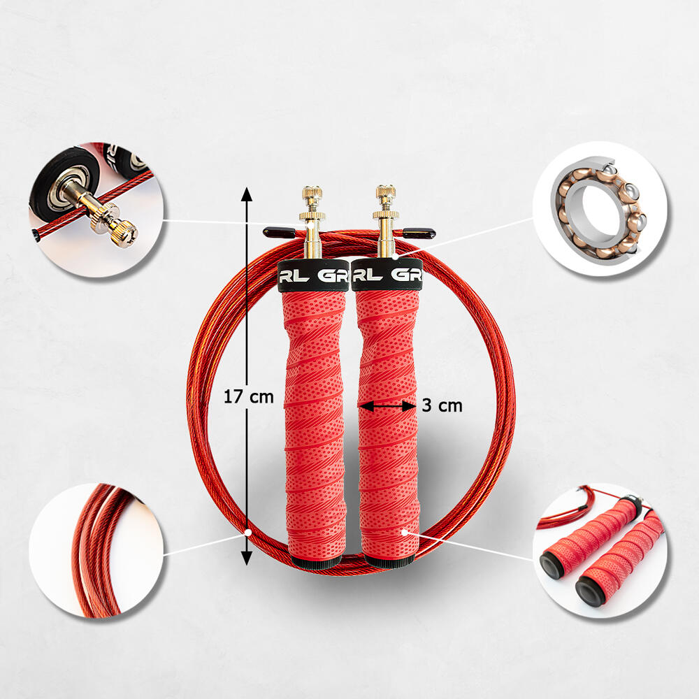 Corda de velocidade profissional ergonómica para boxe e cross RL Grips Vermelha 4/7