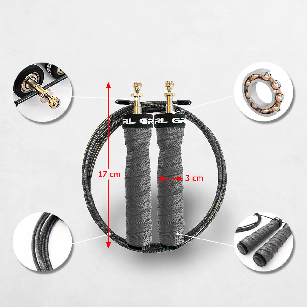 Corda de velocidade profissional ergonómica para boxe e cross RL Grips Preta 4/7