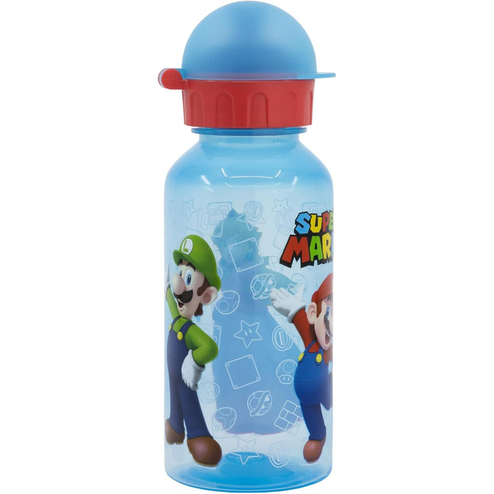 Botella - Bidón de viaje - Unisex - Plástico 370 ml - Super Mario - Azul claro 2/3