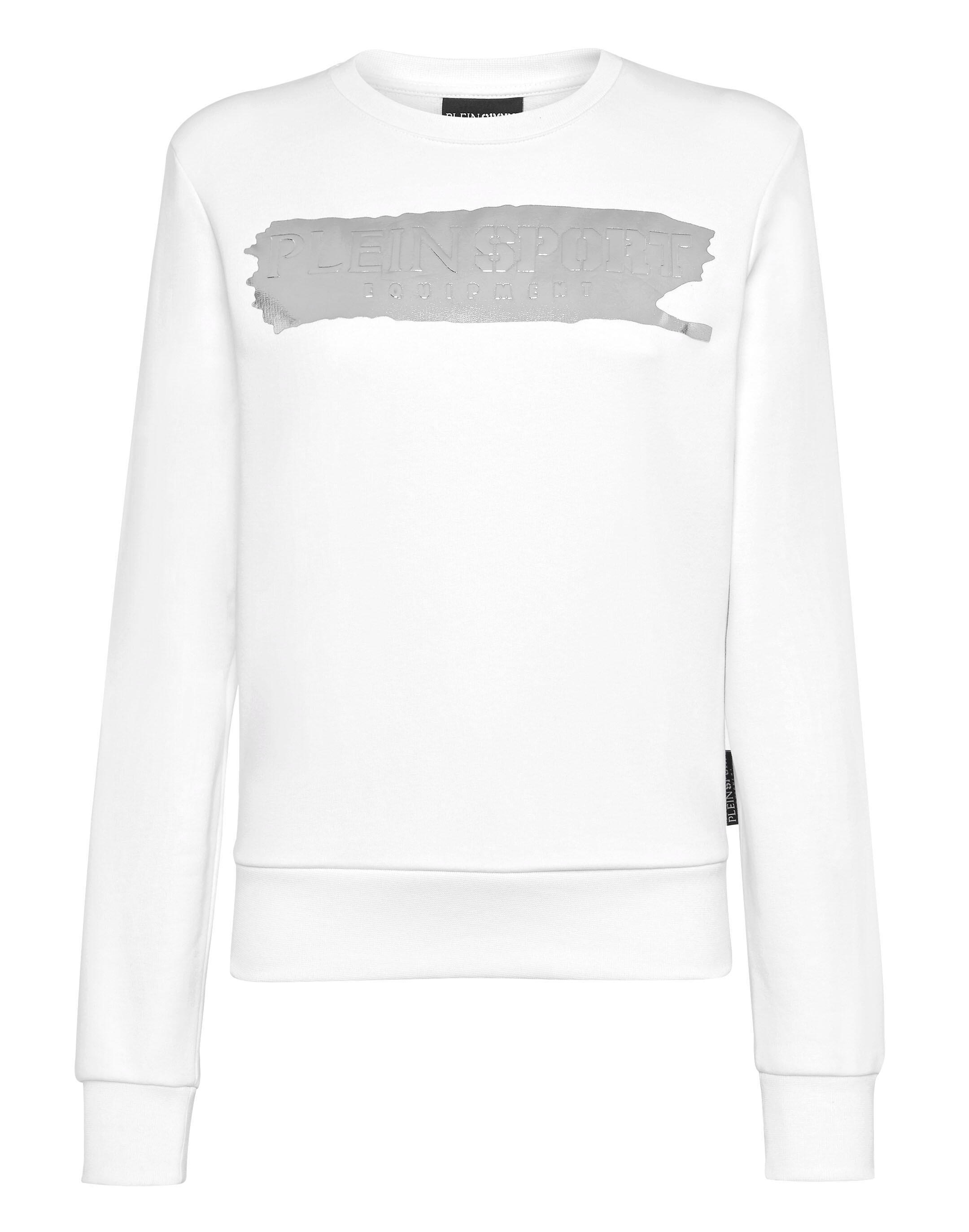 Women’s Stretch Cotton Fleece Crewneck Sweatshirt with Foil Logo, Relaxed Fit 3/5