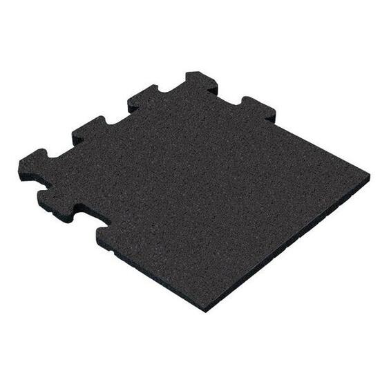Piastrella in Gomma Nero 25mm - 50x50 cm - Sistema Puzzle Parte Laterale