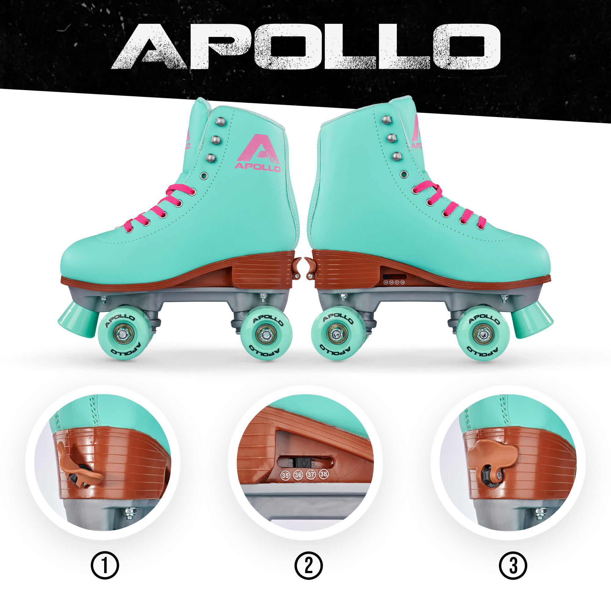 Patins à Roulettes Vintage Apollo Super Jogging - Taille 40, Boîte D'origine, Années 80/90