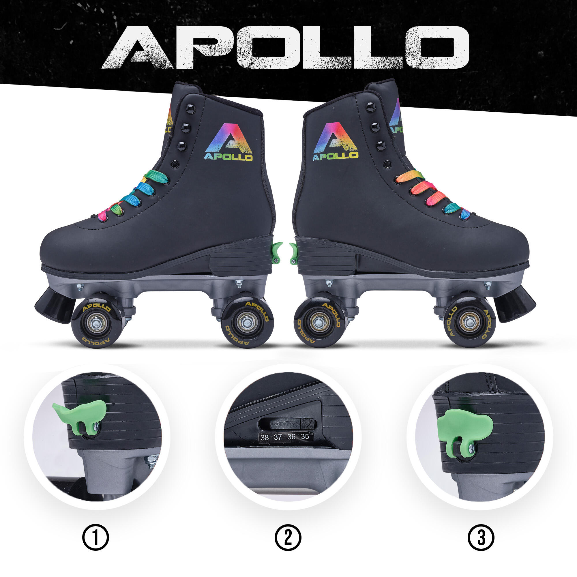Apollo Disco Roller Classic – verstellbare Rollschuhe für Kinder & Erwachsene 3/7