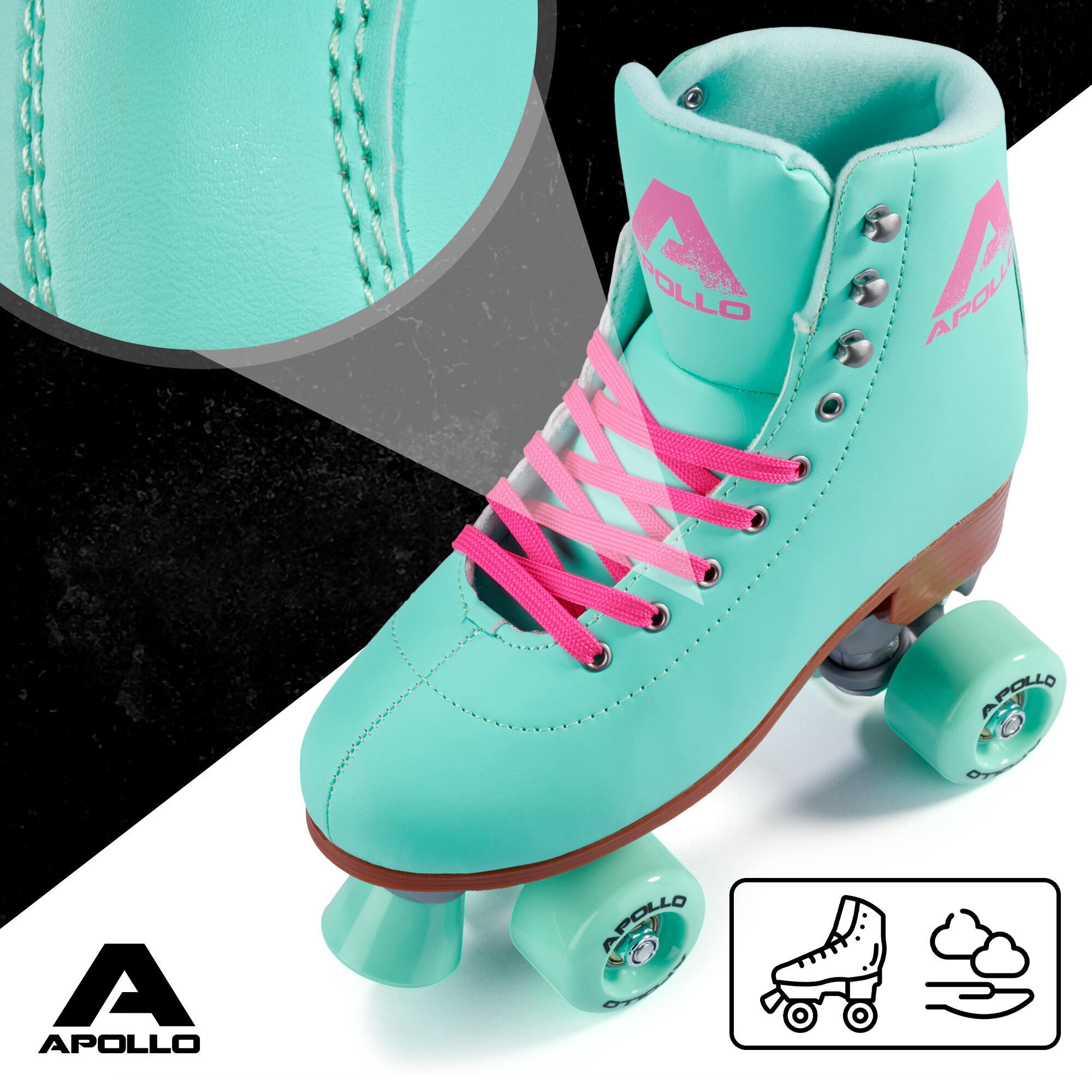 ERNAN Rolschaatsen met 4 wielen, klassieke skates, parallelle skates met lichtgevende wielen, wielen voor volwassenen, kinderen, beginners (maat 35-43) (zwart, 39