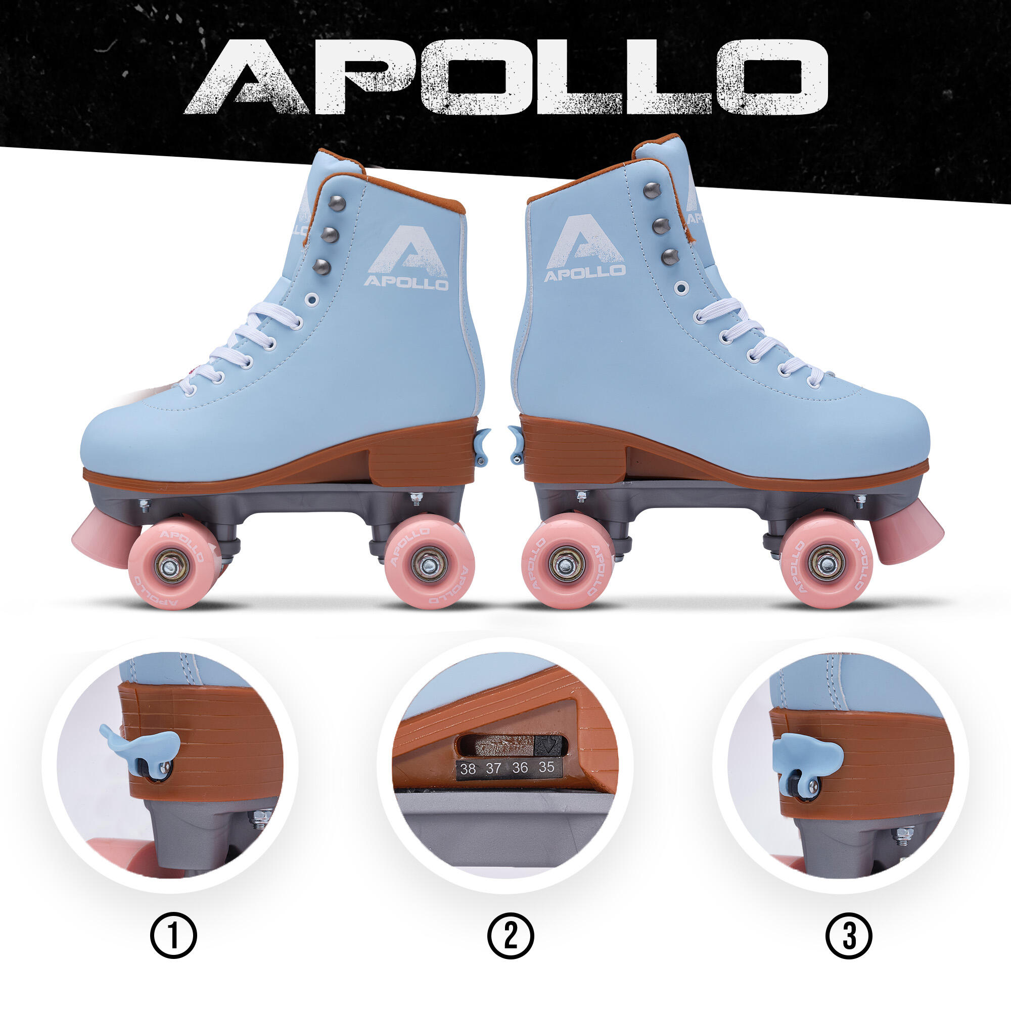 Apollo Disco Roller Classic – patins à roulettes réglables enfants & adultes 3/7