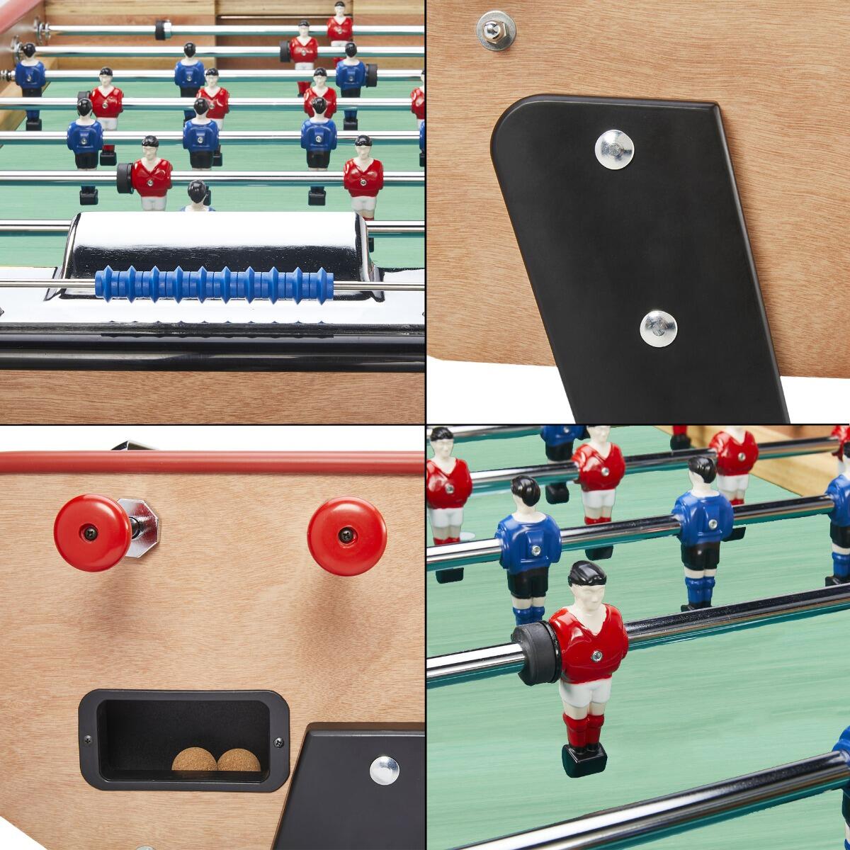 Premium Tischfußball aus Holz mit Teleskopstangen für 2–4 Spieler 3/5