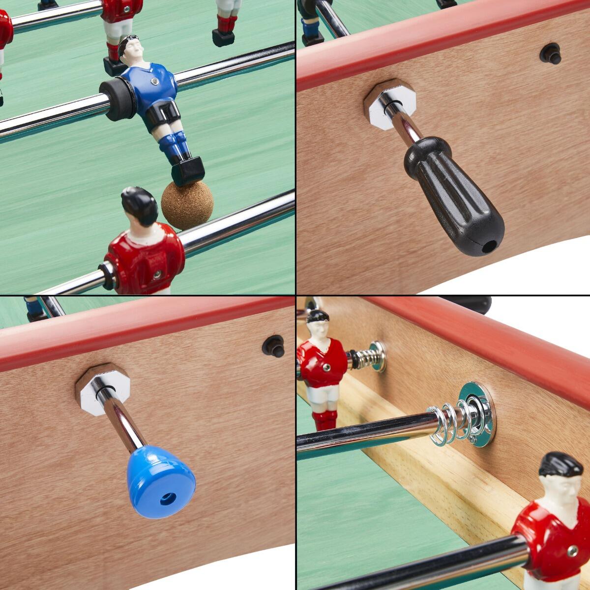 Premium Tischfußball aus Holz mit Teleskopstangen für 2–4 Spieler 2/5