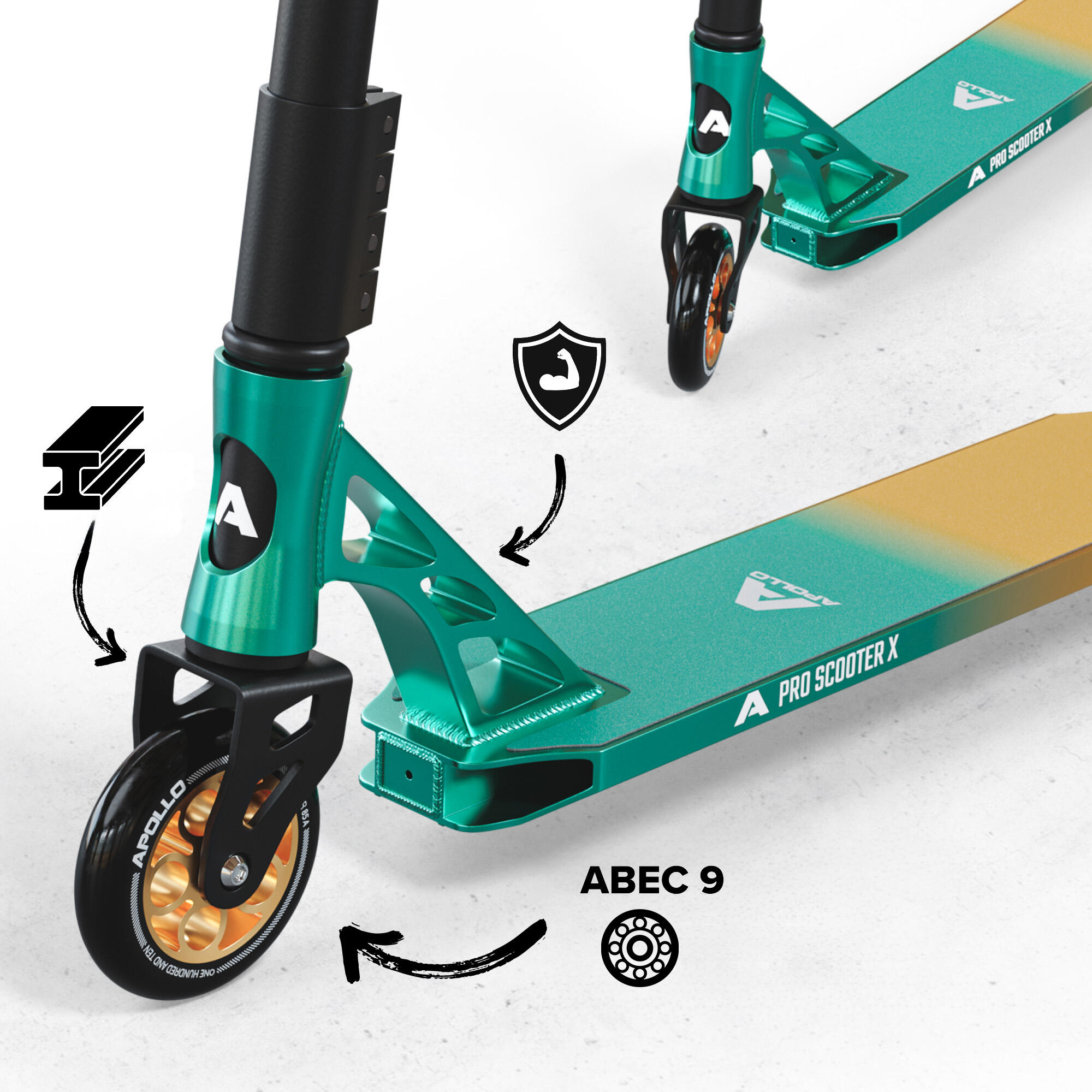 Apollo Genesis Pro X Trottinette Freestyle 110 mm Alu-Core ABEC-9 T-Bar 2/6
